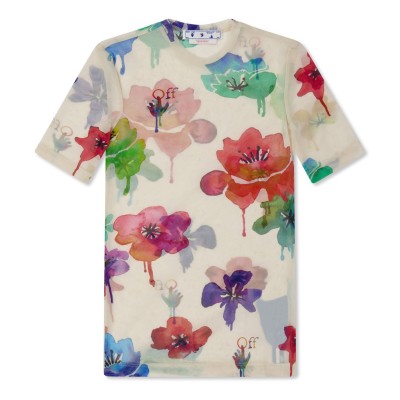 тениска,дамски,топове,off,white,floral,pop,t,shirt,sand,multi