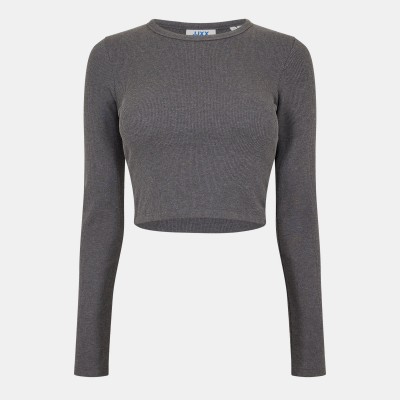 дамска,къса,блуза,jjxx,women,s,feline,long,sleeve,crop,top,grey,melange