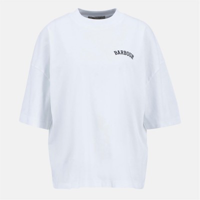 тениска,дамски,топове,barbour,claydon,oversized,t,shirt,white