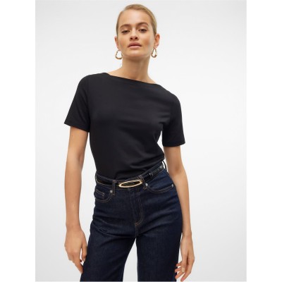 тениска,дамски,тениски,дамски,топове,vero,moda,women's,modal,short,sleeve,regular,fit,t,shirt,black