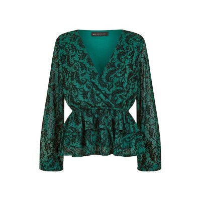 дамски,топове,mela,london,mela,london,green,velour,printed,wrap,top,green