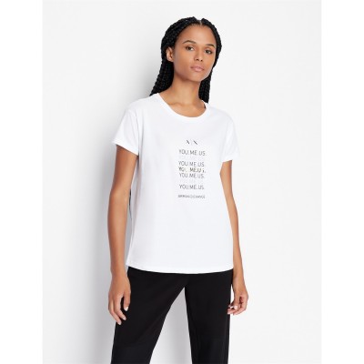 тениска,дамски,топове,armani,exchange,women's,foil,logo,regular,fit,t,shirt,optic,white