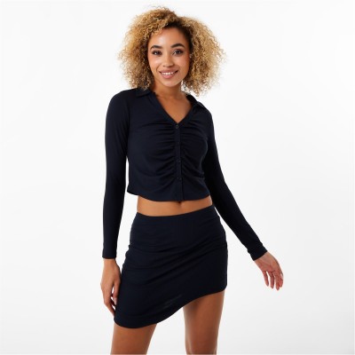 дамски,тениски,jack,wills,ruched,button,up,shirt,black
