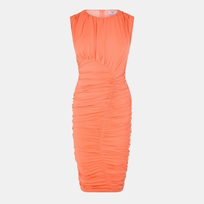 рокля,дамски,поли,и,рокли,ax,paris,peach,ruched,bodycon,midi,dress,orange
