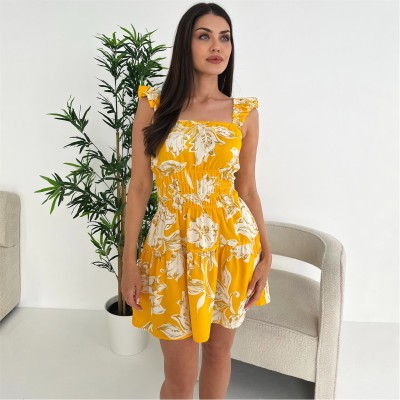 рокля,дамски,поли,и,рокли,ax,paris,yellow,floral,printed,frill,strap,mini,dress,yellow