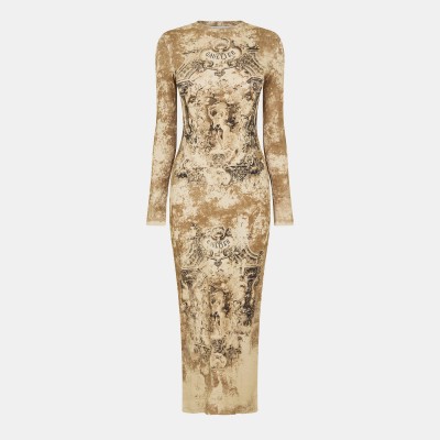 дамска,рокля,jean,paul,gaultier,women,s,floor,length,maxi,dress,beige,tpe