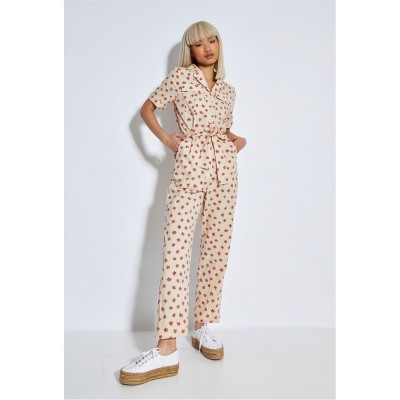 дамски,поли,и,рокли,glamorous,daisy,tie,waist,button,front,jumpsuit,stone