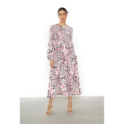 рокля,дамски,поли,и,рокли,glamorous,multi,abstract,long,sleeve,midi,dress,multi
