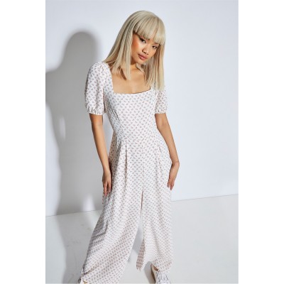 дамски,поли,и,рокли,glamorous,white,pink,cluster,ditsy,jumpsuit,white