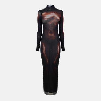дамска,рокля,jean,paul,gaultier,women,s,long,maxi,dress,black,brown