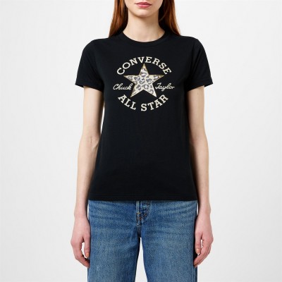 тениска,дамски,топове,converse,lifestyle,leopard,chuck,taylor,patch,t,shirt,black
