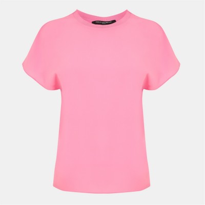 тениска,дамски,топове,french,connection,women's,crepe,crew,neck,t,shirt,60,aurora,pink