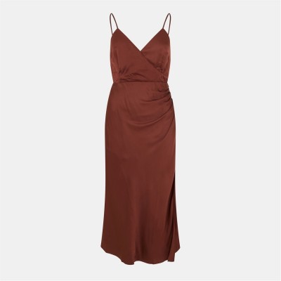 рокля,дамски,поли,и,рокли,french,connection,women's,ennis,satin,slip,dress,20,chocolate