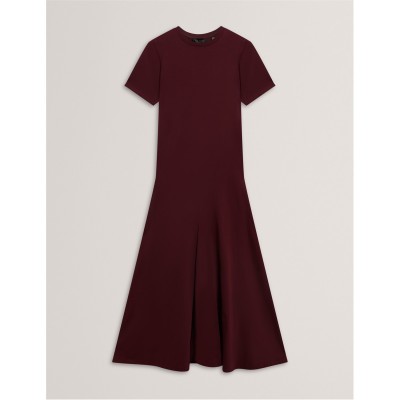 рокля,дамски,поли,и,рокли,ted,baker,ted,mixed,midi,dress,ld54,oxblood