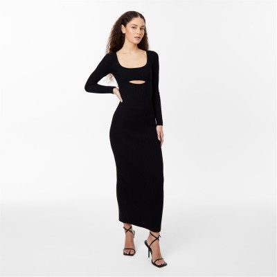 рокля,дамски,плетени,дрехи,jack,wills,cut,out,midaxi,dress,black