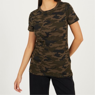 тениска,дамски,тениски,дамски,топове,brave,soul,crew,neck,t,shirt,camo,print