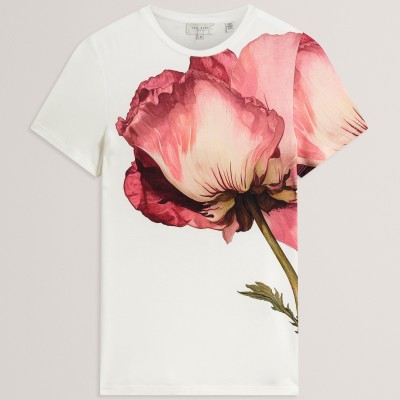 тениска,ted,baker,floral,graphic,soft,touch,fitted,t,shirt,ivory