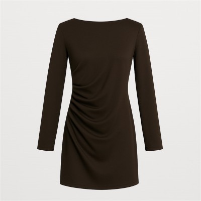 рокля,дамски,поли,и,рокли,дамски,облекла,размер,i,saw,it,first,ruched,detail,mini,dress,chocolate