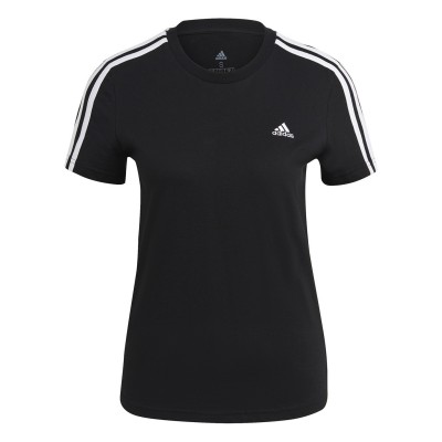дамска,тениска,разпродажба,adidas,дамски,тениски,дамски,топове,дамски,горнища,размер+,adidas,essentials,3,stripe,t,shirt,womens,black,black,wht