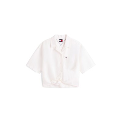 риза,дамски,ризи,tommy,jeans,women's,short,sleeve,plain,shirt,ecru