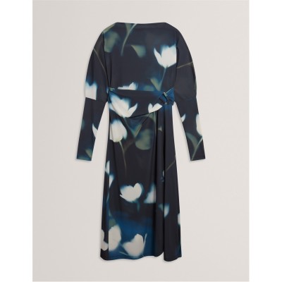 рокля,дамски,поли,и,рокли,ted,baker,ted,print,wrap,dress,ld61,navy