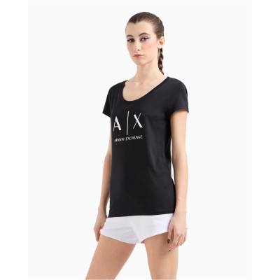 тениска,дамски,топове,armani,exchange,logo,t,shirt,black