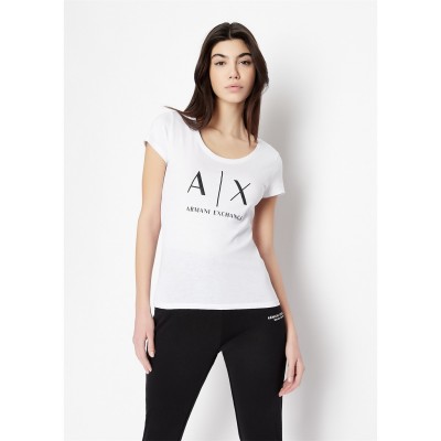 тениска,дамски,топове,armani,exchange,logo,t,shirt,white