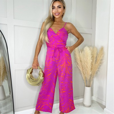 дамски,летни,гащеризони,ax,paris,and,orange,printed,wrap,top,tie,waist,full,length,jumpsuit,pink