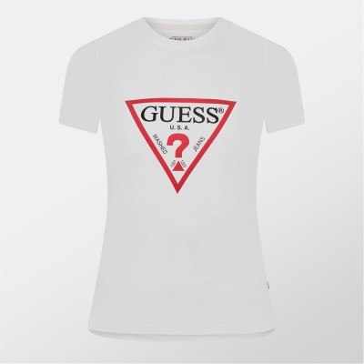 тениска,дамски,топове,guess,triangle,logo,t,shirt,pure,white