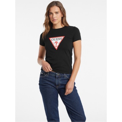 тениска,дамски,топове,guess,triangle,logo,t,shirt,jet,black,a996