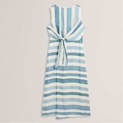 рокля,дамски,поли,и,рокли,ted,baker,ted,baker,blue,stripe,tie,front,sleeveless,midi,dress,ivory