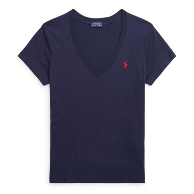 дамска,тениска,дамски,топове,polo,ralph,lauren,women,s,v,neck,t,shirt,cruise,navy