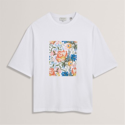 тениска,с,щампа,дамски,тениски,дамски,топове,ted,baker,ted,baker,graphic,print,tee,white