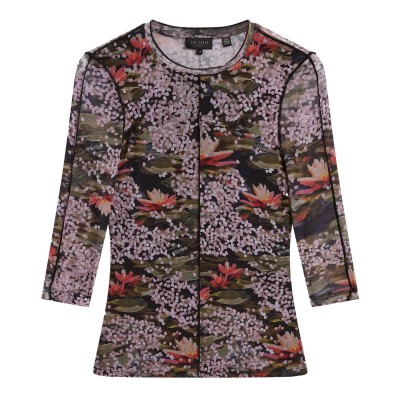 дамски,горнища,размер+,ted,baker,mesh,print,top,black