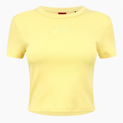 тениска,дамски,топове,hugo,women's,delanor,cropped,t,shirt,medium,yellow