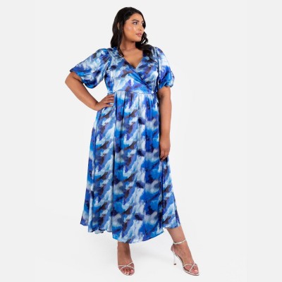 рокля,дамски,поли,и,рокли,lovedrobe,blue,satin,wrap,midaxi,dress,blue