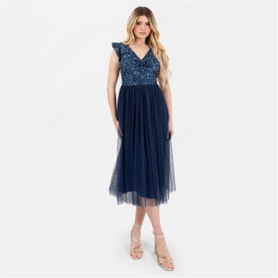 рокля,дамски,поли,и,рокли,maya,deluxe,maya,de,b,midi,dress,ld99,french,navy