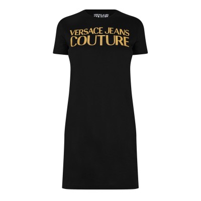 рокля,дамски,поли,и,рокли,versace,jeans,couture,jersey,basic,logo,dress,black,gold,g89