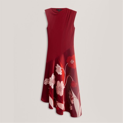 рокля,дамски,поли,и,рокли,дамски,облекла,размер,ted,baker,women's,print,midi,shift,dress,dk,red