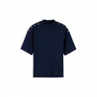 тениска,дамски,топове,tommy,hilfiger,tommy,gld,btn,hn,tee,ld64,dark,blue
