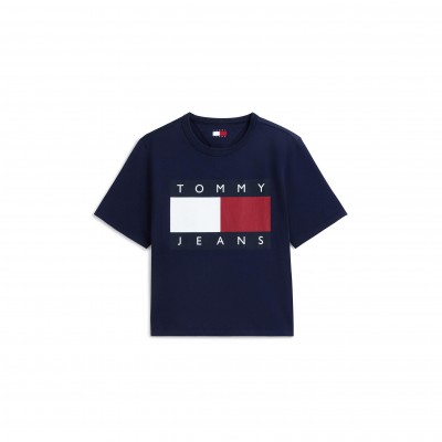 дамска,тениска,дамски,топове,tommy,jeans,women,s,bxy,flag,cotton,short,sleeve,oversized,t,shirt,dark,blue