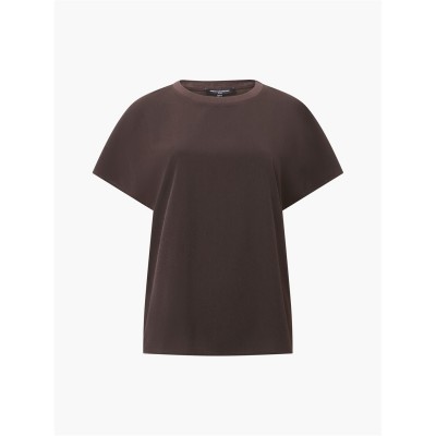 тениска,дамски,топове,french,connection,women's,crepe,crew,neck,regular,fit,t,shirt,chocolate
