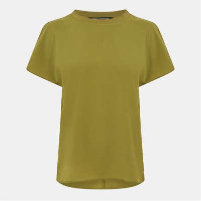 тениска,дамски,топове,french,connection,women's,crepe,crew,neck,regular,fit,t,shirt,olive