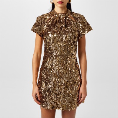 рокля,дамски,поли,и,рокли,french,connection,women's,sequin,mesh,mini,dress,copper