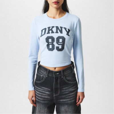 тениска,дамски,топове,dkny,women's,logo,long,sleeve,t,shirt,rain