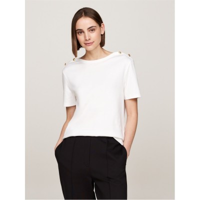тениска,дамски,топове,tommy,hilfiger,short,sleeved,t,shirt,ecru