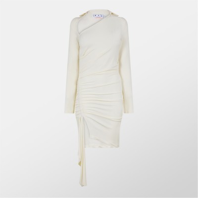 рокля,дамски,поли,и,рокли,off,white,drape,detail,mini,dress,white