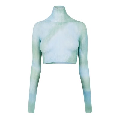 тениска,дамски,топове,off,white,women's,tie,dye,long,sleeve,turtle,neck,t,shirt,light,blue