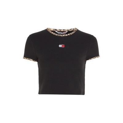 дамски,топове,tommy,jeans,tjw,crp,leo,binding,tee,black,leopard