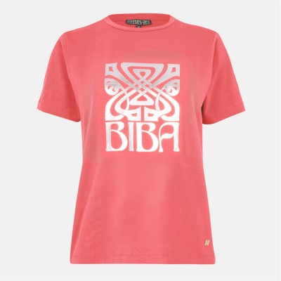 тениска,дамски,топове,biba,logo,t,shirt,coral,pink
